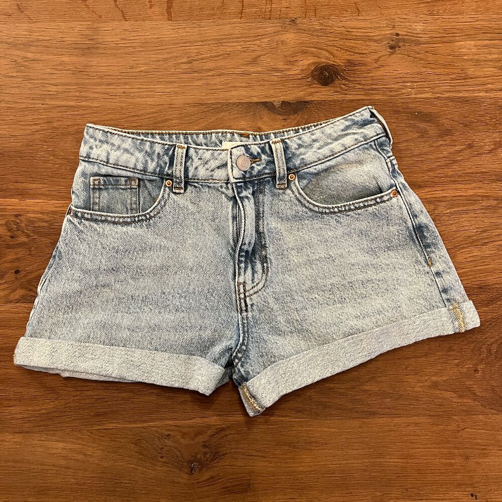 Roll Cuff Denim Mom Shorts